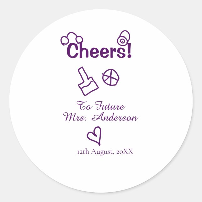 Adesivo Redondo Saúde para o futuro Sra. Adicione noiva nome rabis (Frente)