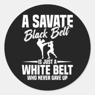 Adesivo Redondo Savate Boxe Artes Marciais Faixa Preta Kickboxing