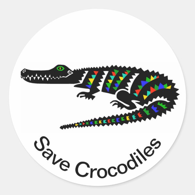 Adesivo Redondo Save CROCODILES Conservation- Willife - EUA (Frente)