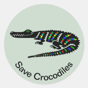 Adesivo Redondo Save CROCODILES Conservation- Willife - USA -