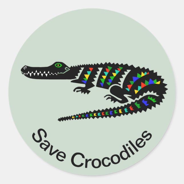 Adesivo Redondo Save CROCODILES Conservation- Willife - USA - (Frente)