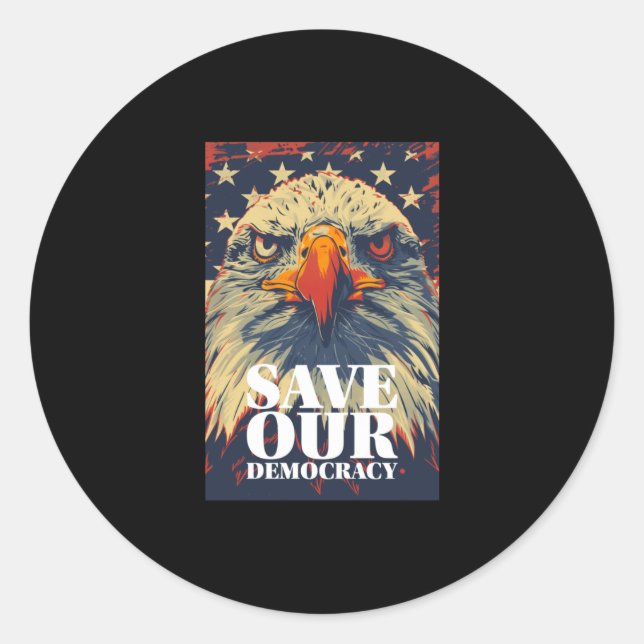 Adesivo Redondo Save Democracy Sticker (Frente)