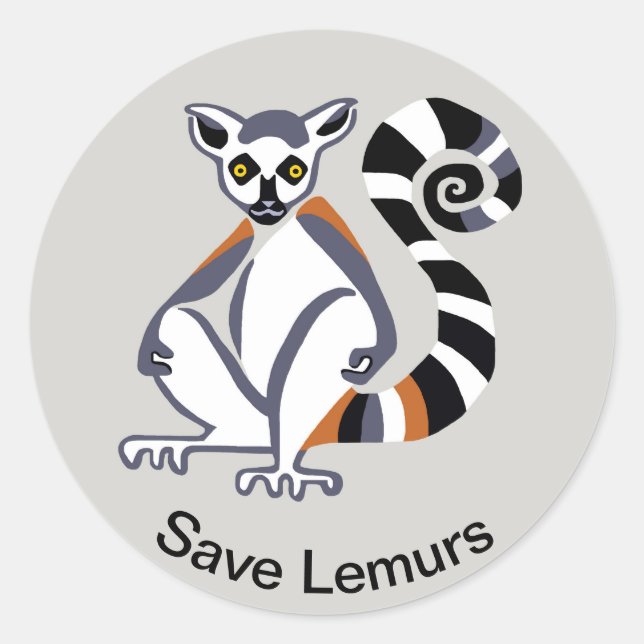 Adesivo Redondo Save LEMURS - Nature - Wildlife - Madagascar (Frente)