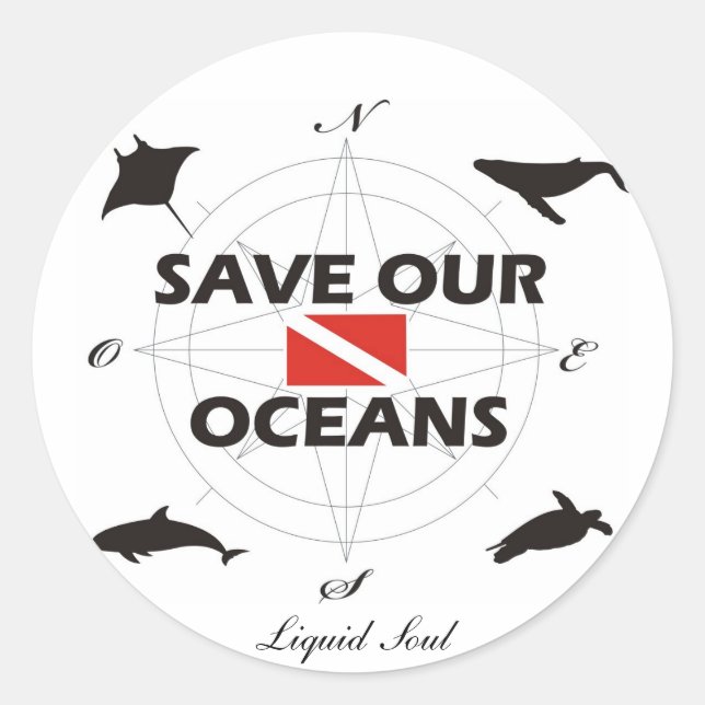 Adesivo Redondo Save Our Oceans - Sticker (Frente)