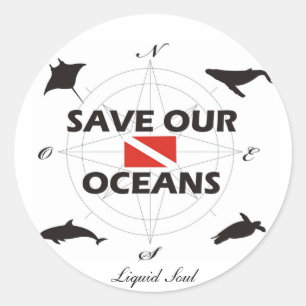 Adesivo Redondo Save Our Oceans - Sticker