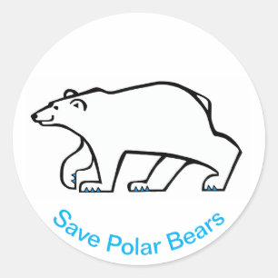 Adesivo Redondo Save Polar BEARS - Animal Ativist - Wildlife -