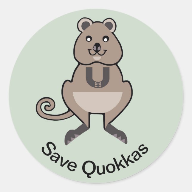 Adesivo Redondo Save QUOKAS - Animais ameaçados - Marsupiais - (Frente)
