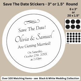 Adesivo Redondo Save The Date - Black & White with Infinity Scroll