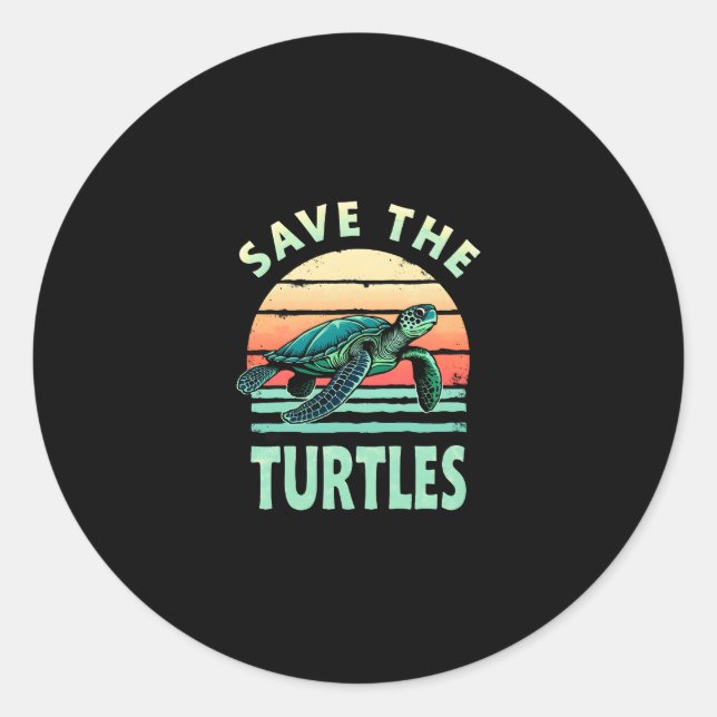 Adesivo Redondo Save The Turtles Animal Turtle Pet Lover (1) (Frente)