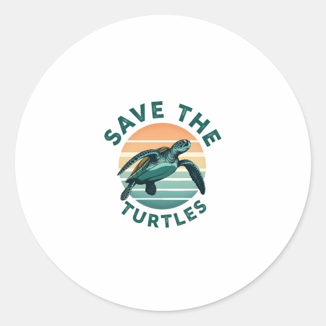 Adesivo Redondo Save The Turtles Animal Turtle Pet Lover (1) (Frente)