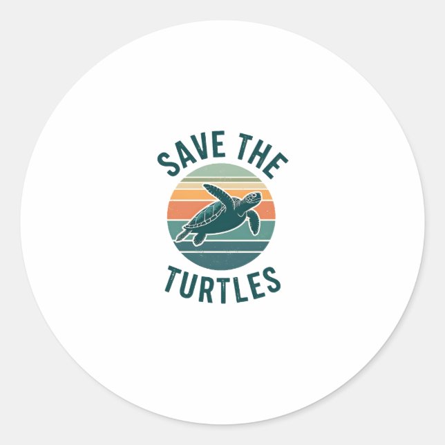 Adesivo Redondo Save The Turtles Animal Turtle Pet Lover (2) (Frente)