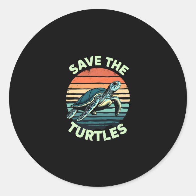 Adesivo Redondo Save The Turtles Animal Turtle Pet Lover (2) (Frente)