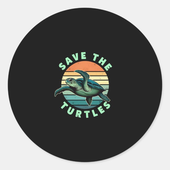 Adesivo Redondo Save The Turtles Animal Turtle Pet Lover (3) (Frente)