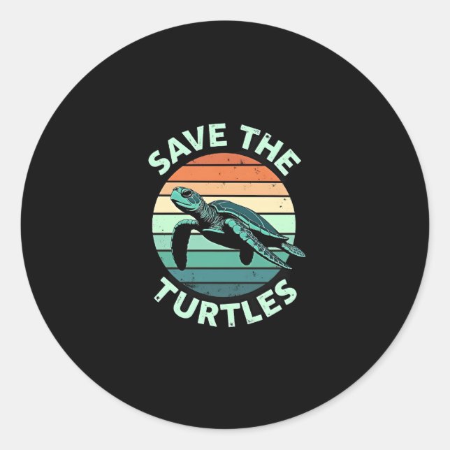 Adesivo Redondo Save The Turtles Animal Turtle Pet Lover (4) (Frente)