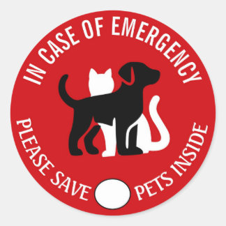 Adesivo Redondo SAVE YOUR PET IN CASE OF EMERGENCY!   Sticker