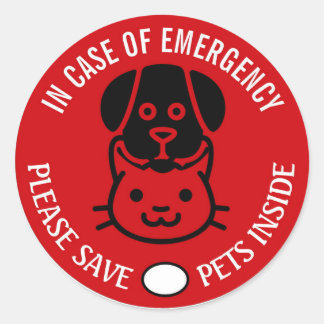 Adesivo Redondo SAVE YOUR PET IN EMERGENCY! Alert First Responders