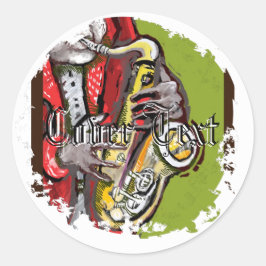 Adesivo Redondo Sax Man - Vinhetas Redondas Incomodadas