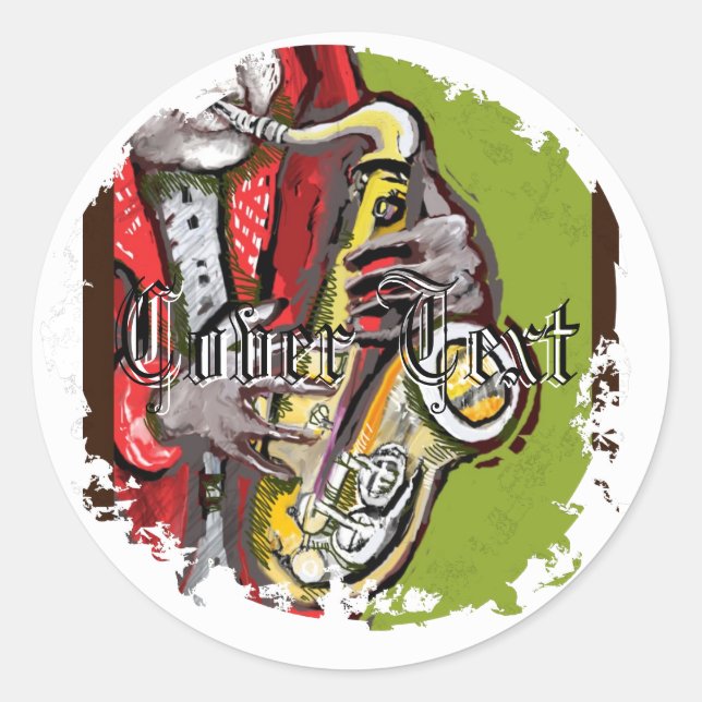 Adesivo Redondo Sax Man - Vinhetas Redondas Incomodadas (Frente)