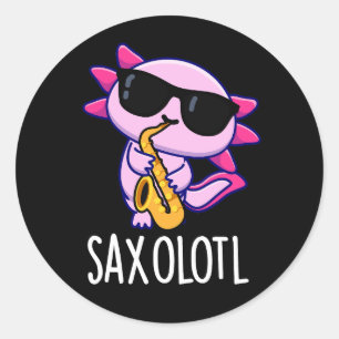 Adesivo Redondo Sax-olotl Engraçado Saxofone Puns Escuros BG