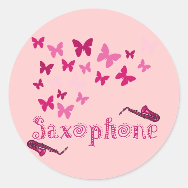 Adesivo Redondo Saxofone borboleta (Frente)