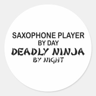 Adesivo Redondo Saxofone Ninja mortal em a noite
