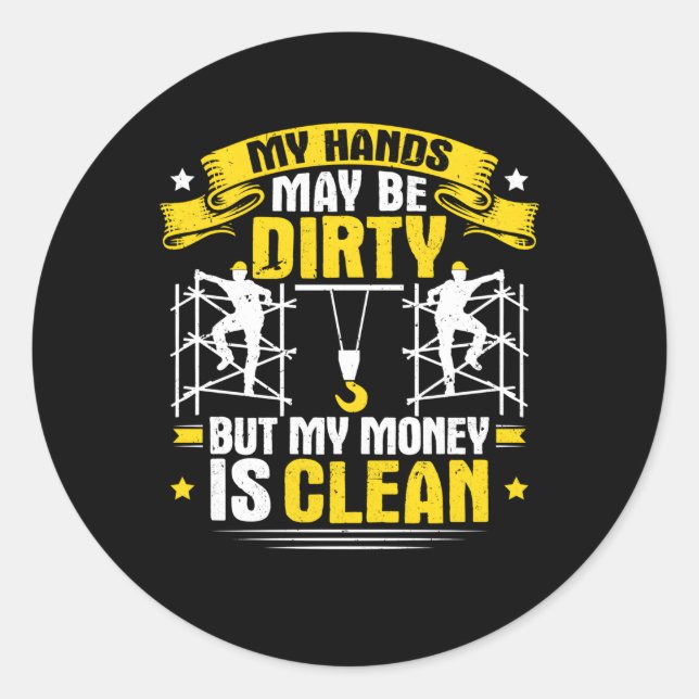 Adesivo Redondo Scafoffline Minhas Mãos Pode Estar Suja Scaffol (Frente)