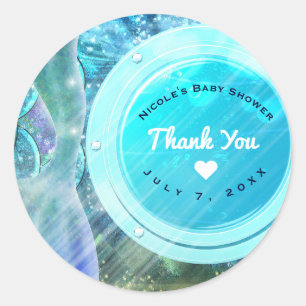 Adesivo Redondo Scales De Sereia Encantadas Sob O Favor Do Partido