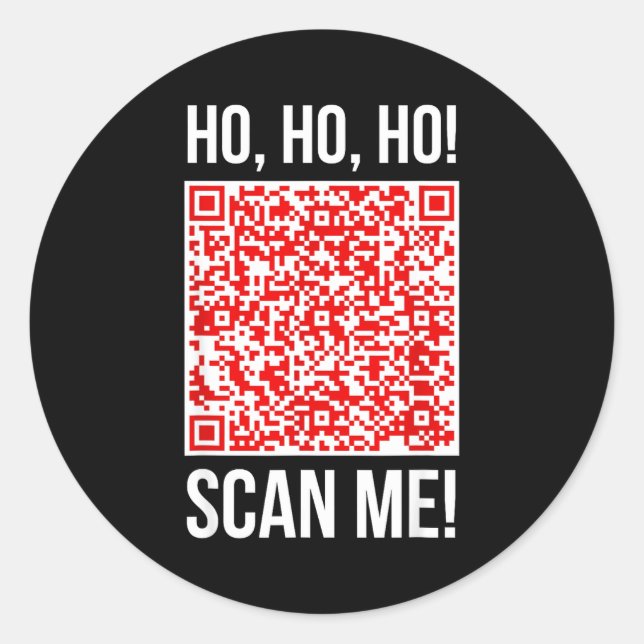 Adesivo Redondo Scan Me! Qr Scan Me Joke Funny Santa Merry Christm (Frente)