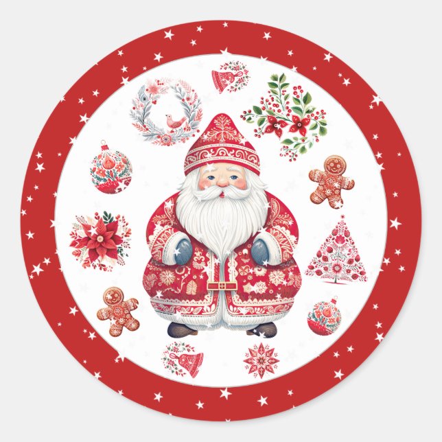 Adesivo Redondo Scandinávia Santa Claus Red (Frente)