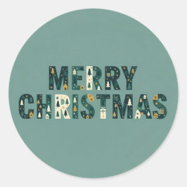 Adesivo Redondo Scandinavian Merry Christmas Typography
