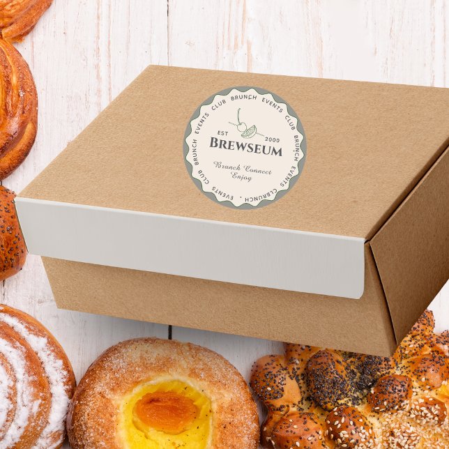 Adesivo Redondo Scandinavian Style Minimal Café Resto Logo Sticker (Criador carregado)