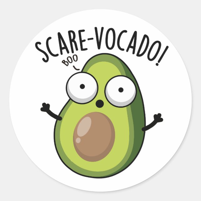 Adesivo Redondo Scare-vocaco Funny Avocado Pun (Frente)