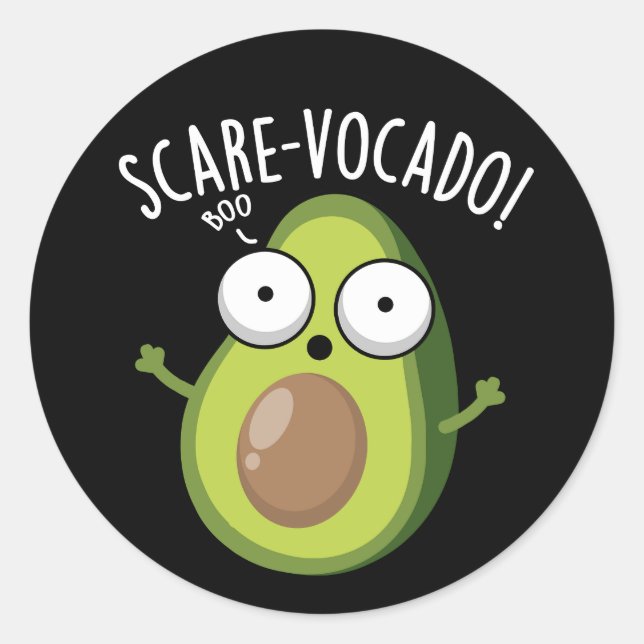 Adesivo Redondo Scare-vocaco Funny Avocado Pun Dark BG (Frente)