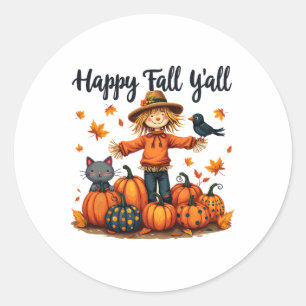 Adesivo Redondo Scarecrow Happy Fall Y Todos Dia de Ação de Graças