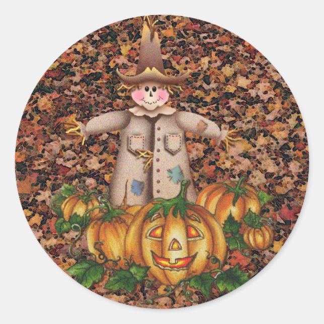 Adesivo Redondo SCARECROW & PUMPKIN PATCH by SHARON SHARPE (Frente)