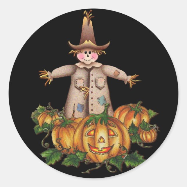 Adesivo Redondo SCARECROW & PUMPKIN PATCH by SHARON SHARPE (Frente)
