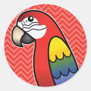 Adesivo Redondo Scarlet Cartoon Macaw Parrot Bird