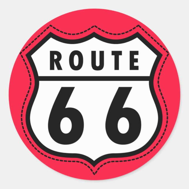 Adesivo Redondo Scarlet Red Route 66 (Frente)