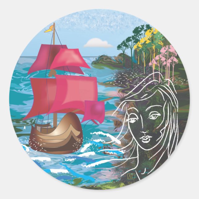 Adesivo Redondo Scarlet Sails (Frente)