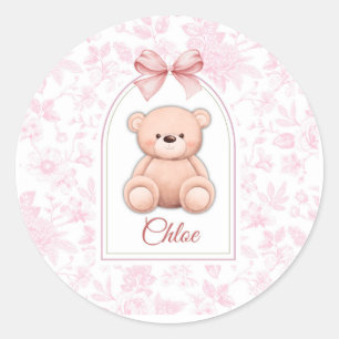 Adesivo Redondo Scarlett Design de Enfermeiro de Urso Rosa Perso