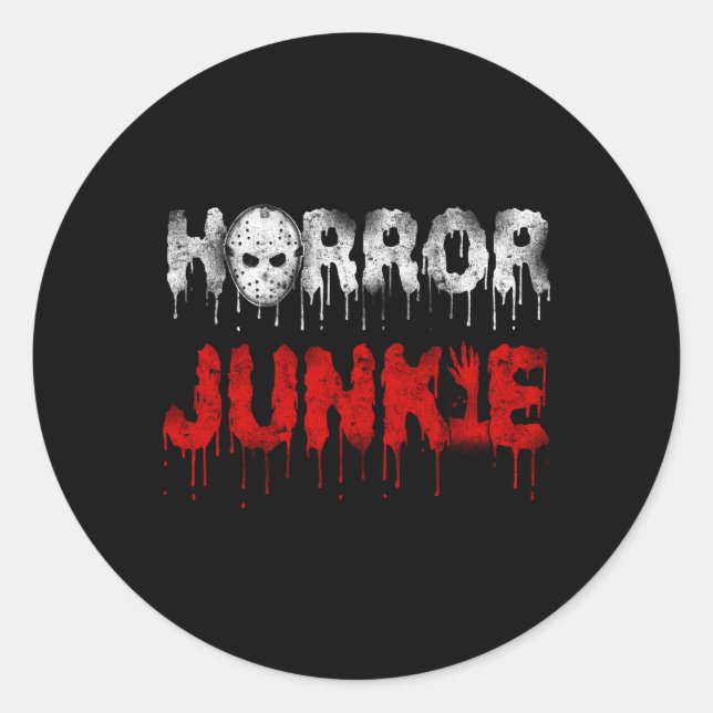 Adesivo Redondo Scary Horror Movie Hockey Junkie (Frente)
