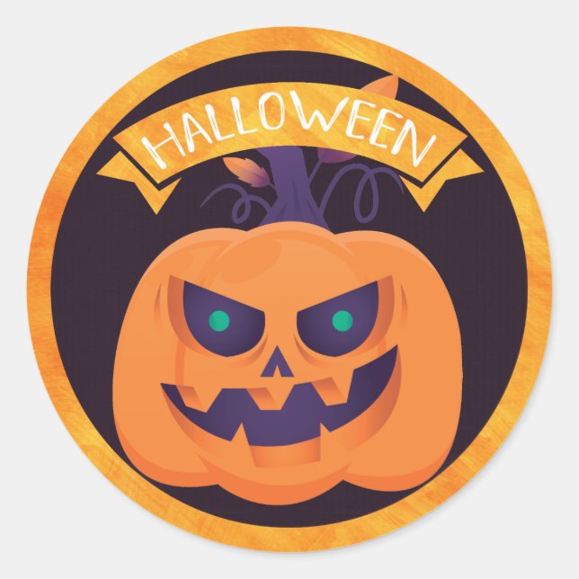 Adesivo Redondo Scary Jack O'Lantern Halloween (Frente)