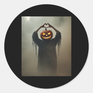 Adesivo Redondo Scary Spooky Jack Olantern Mãos Corações Horror Ha