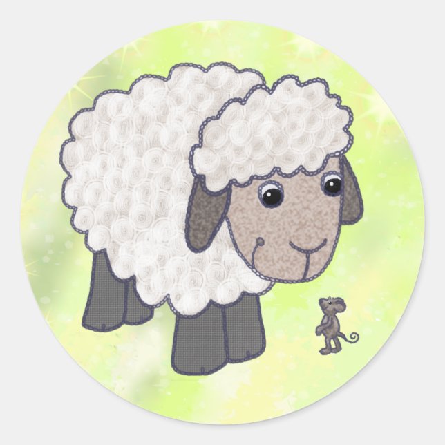 Adesivo Redondo Schaf mit Maus (Frente)