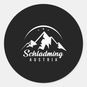 Adesivo Redondo Schladming Austria Ski Resort Skiting Snowboard