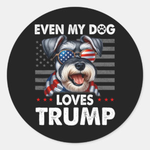 Adesivo Redondo Schnauzer Até Meu Cachorro Adora Trump Engraçado