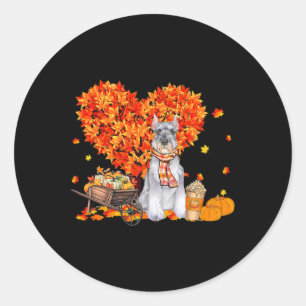 Adesivo Redondo Schnauzer Autumn Fall Deixa Pumpkin Dog Amor