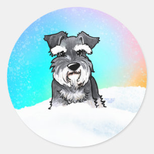 Adesivo Redondo Schnauzer de Inverno