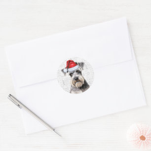 Adesivo Redondo Schnauzer Festivo Cão Woof Arte Verbal Natal