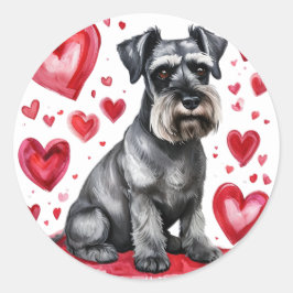 Adesivo Redondo Schnauzer & Hearts Sticker